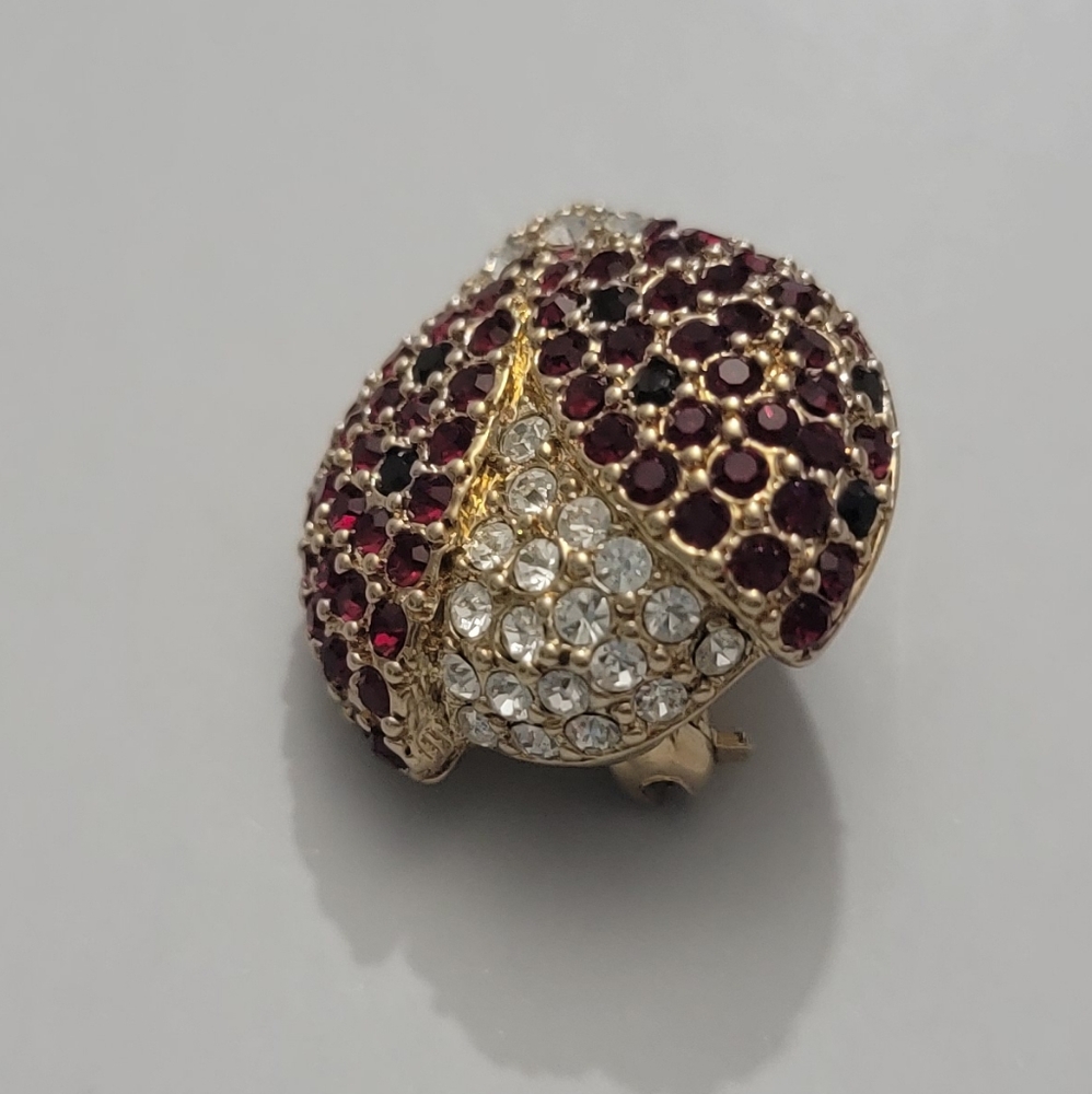 Vintage Signed Monet Elegant Gold and Red Ladybug Brooch - Picture 9 of 11